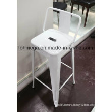 White Metal Bar Chair Stool with Backrest (FOH-BST01)